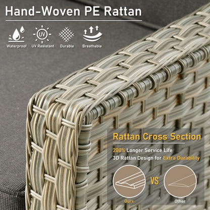 HOOOWOOO 2-piece High Back Wicker Rattan Outdoor Patio Chair Set