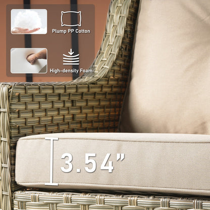 HOOOWOOO 2-piece High Back Wicker Rattan Outdoor Patio Chair Set