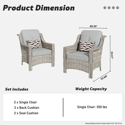 HOOOWOOO 2-piece High Back Wicker Rattan Outdoor Patio Chair Set