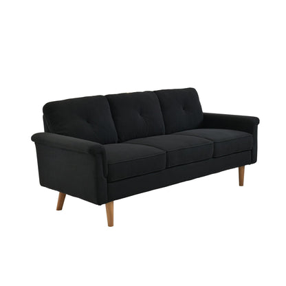 HOOOWOOO Mid-Century 3-Seat Upholstered Sofa with Wood Legs for Living Room