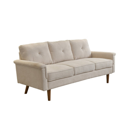 HOOOWOOO Mid-Century 3-Seat Upholstered Sofa with Wood Legs for Living Room
