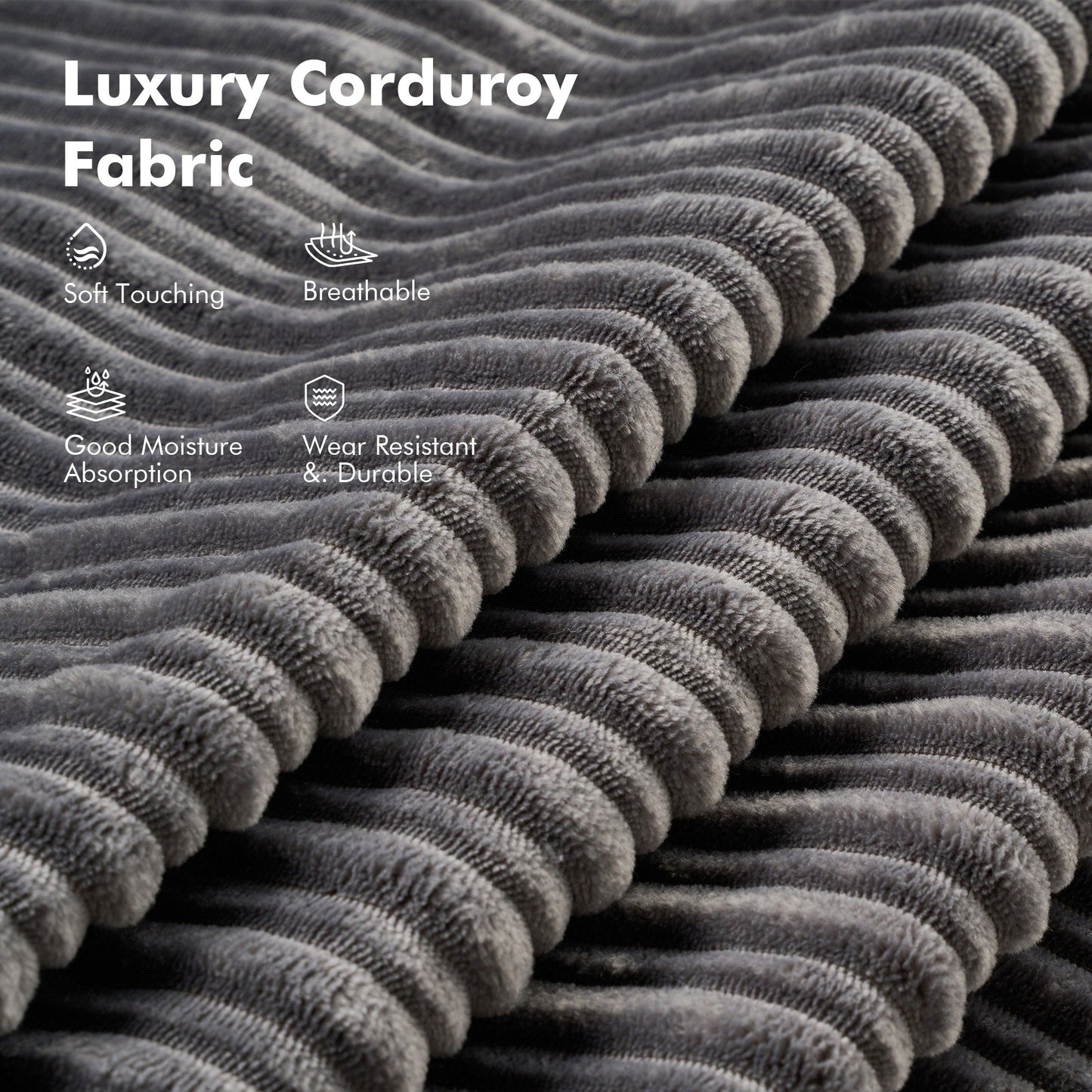 HOOOWOOO Modern Corduroy Fabric Folding Sofa Couch