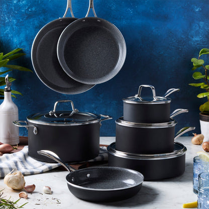 Henckels Capri Ceramic 11-pc Aluminum Ceramic Nonstick Cookware Set - Grey