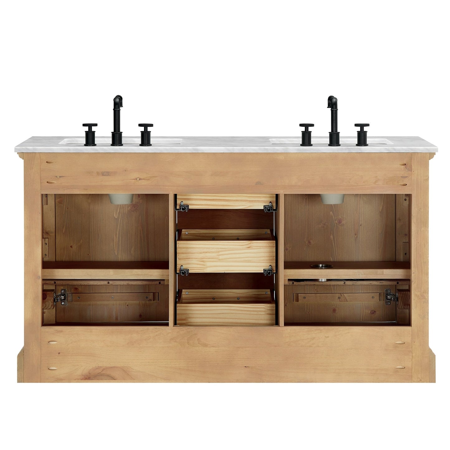 Hervas Bath Vanity with Natural Marble Top without Mirror