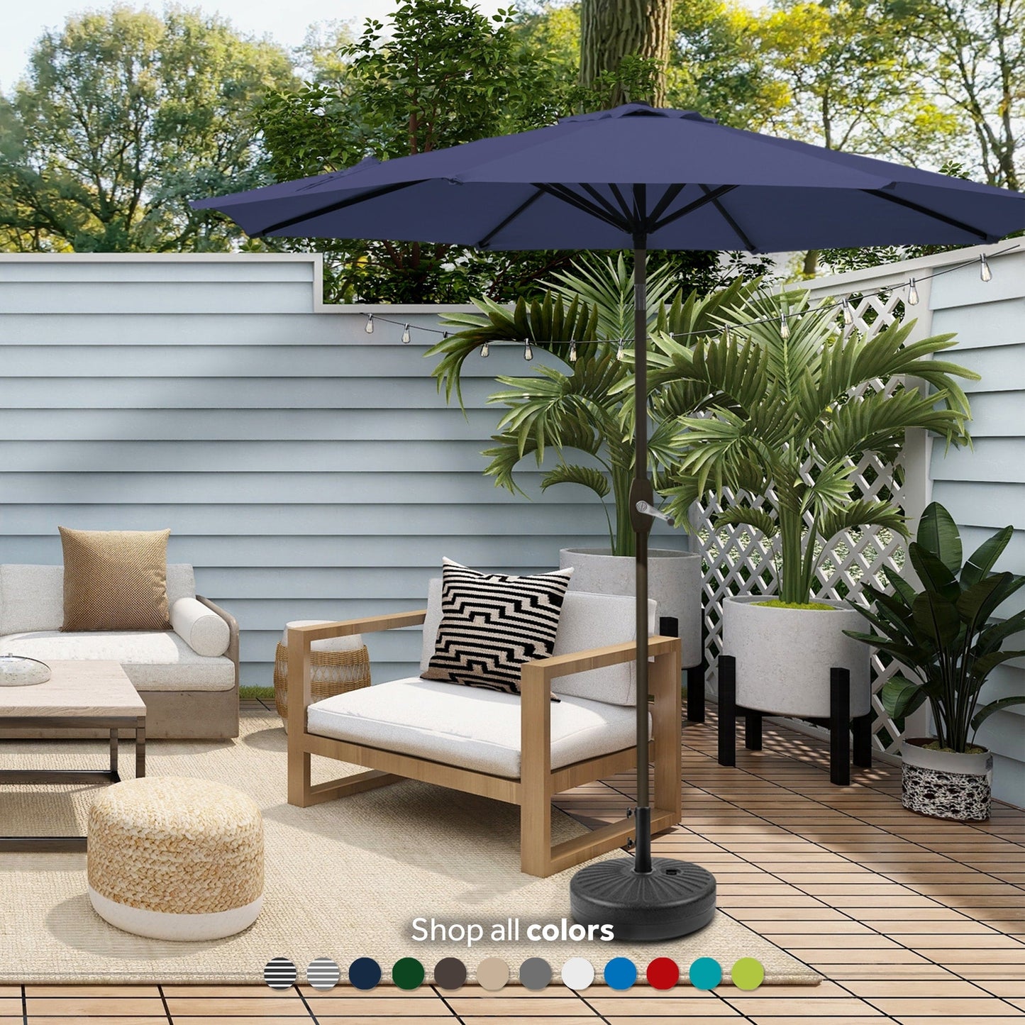 Holme 9-foot Patio Umbrella and Base Stand