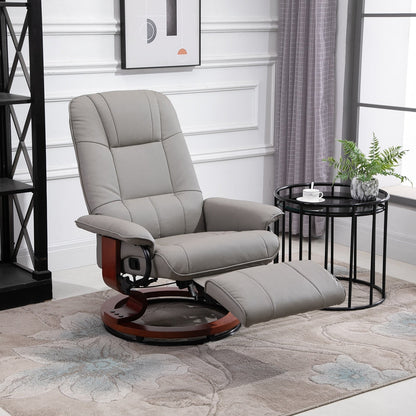HomCom Faux Leather Adjustable Manual Swivel Base Recliner Chair with Comfortable and Relaxing Footrest