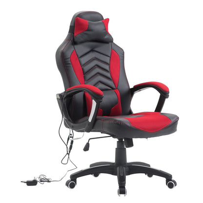 6 Vibrating Point Massage Computer Gaming Chair 5 Modes, Racing Style Heated Desk Chair Swivel Rolling Chair with Headrest