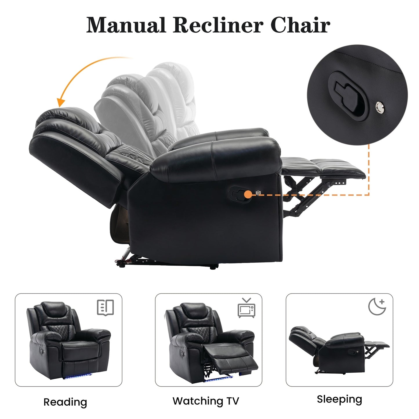 Home Theater Seating Manual Recliner Loveseat with Hide-Away Storage