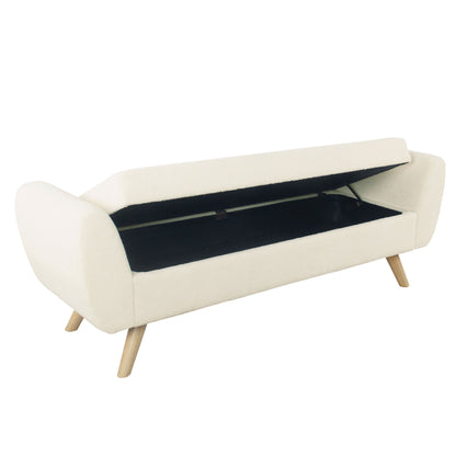 HomePop Modern Sherpa Storage Bench with Wood Legs