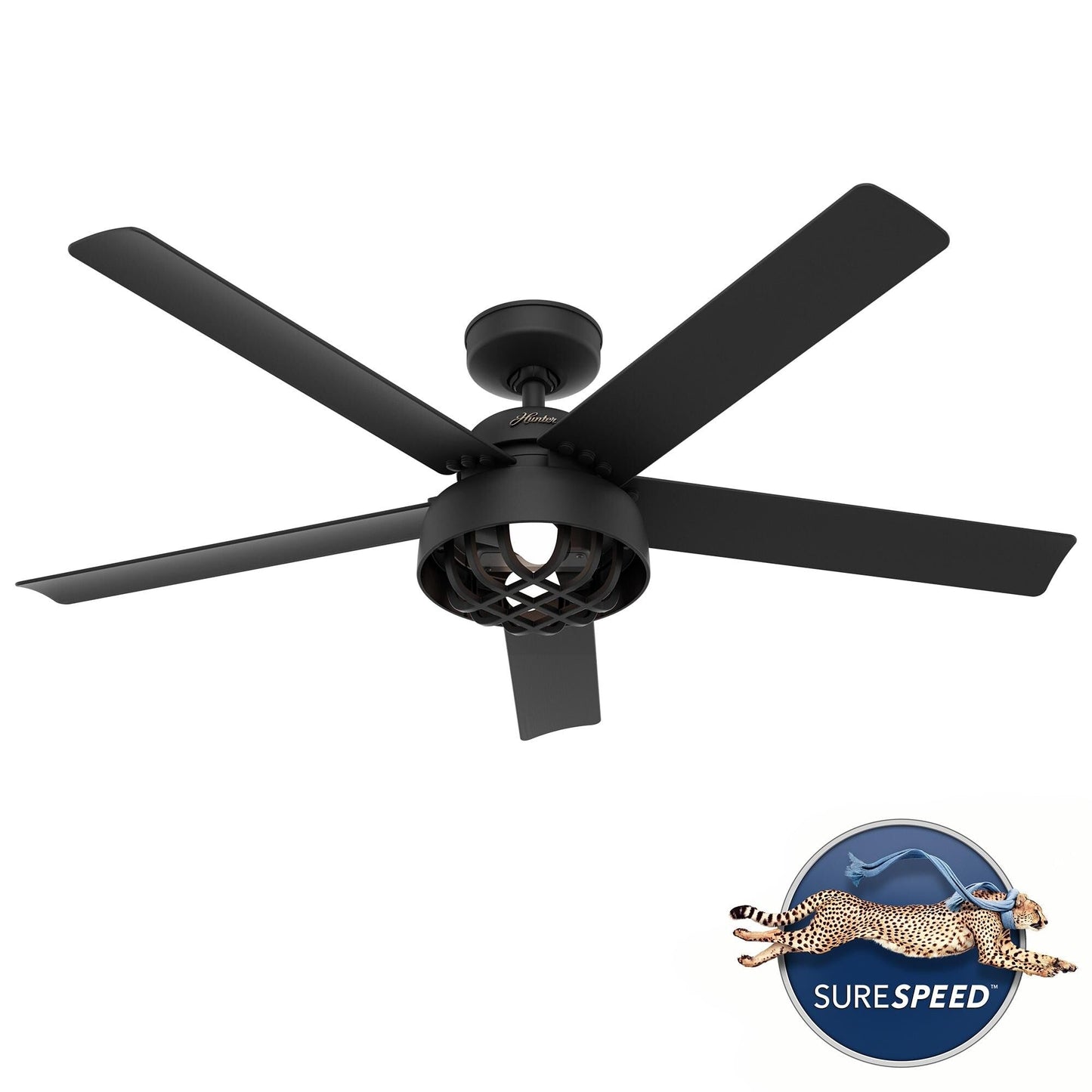 Hunter 52 Autumn Breeze II Ceiling Fan Indoor Outdoor LED Light & Handheld Remote - Industrial, Transitional, Modern, Caged