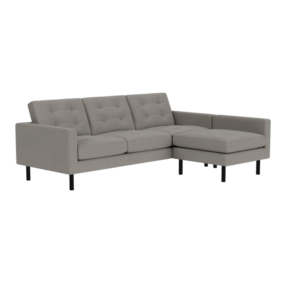 Joan 87 Two-Piece Sectional Sofa With Extended Seat - Panama Grey