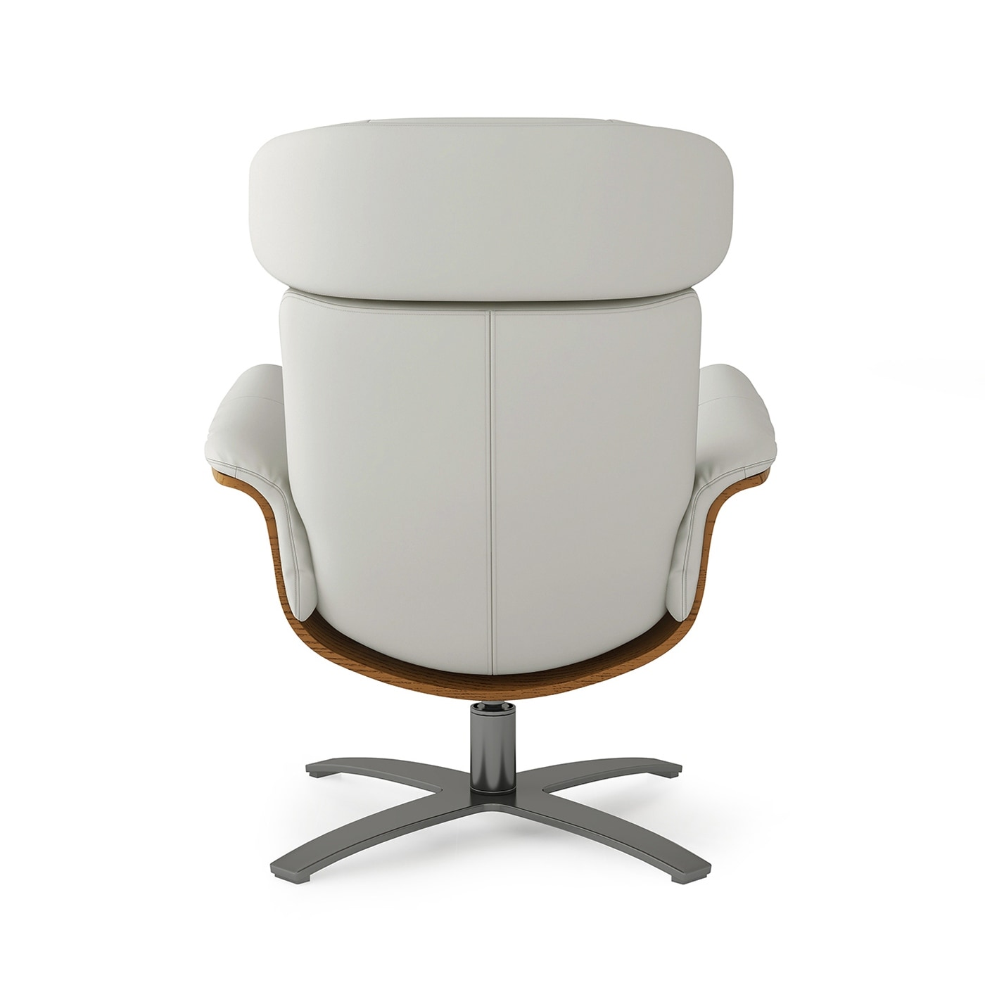 Jovan 31.5 Curved Wood Genuine Leather Recliner Lounge Chair