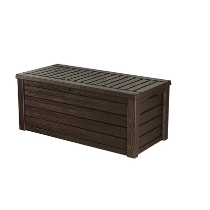 Keter Westwood 150 Gallon Large Durable Resin Outdoor Storage Deck Box For Furniture and Supplies, Brown