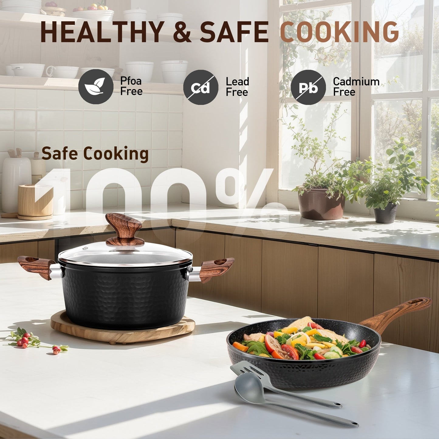 Kitchen Academy 15-piece Nonstick Granite-coated Cookware Set