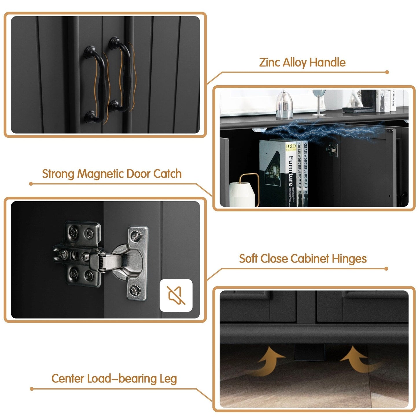 Kitchen Sideboard Coffee Bar Cabinet Accent Storage Cabinet