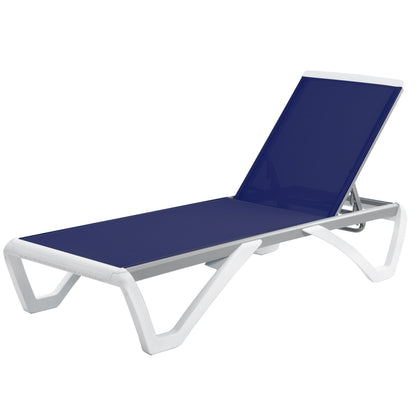Kozyard Alan Full Flat Aluminum and Polypropylene Resin Legs Patio Reclining Adjustable Chaise Lounge