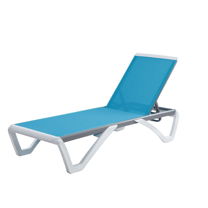 Kozyard Alan Full Flat Aluminum and Polypropylene Resin Legs Patio Reclining Adjustable Chaise Lounge