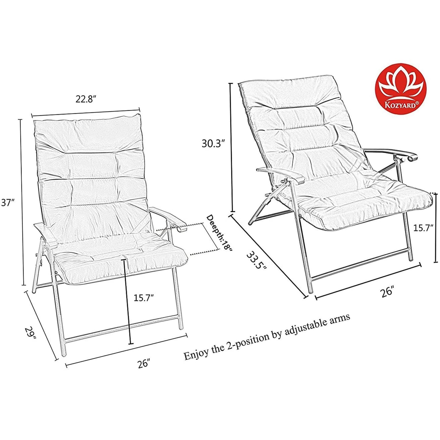 Kozyard Elsa 3 Pieces Outdoor Patio Furniture Padded Folding Bistro-Sets