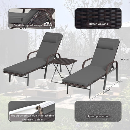 Kullavik 3-PiecesOutdoor Chaise Lounge Set