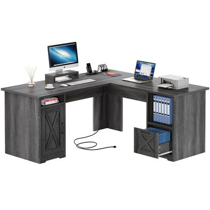 Moasis L Shaped Gaming Desk 59-Inch Computer Corner Desk with Monitor Stand