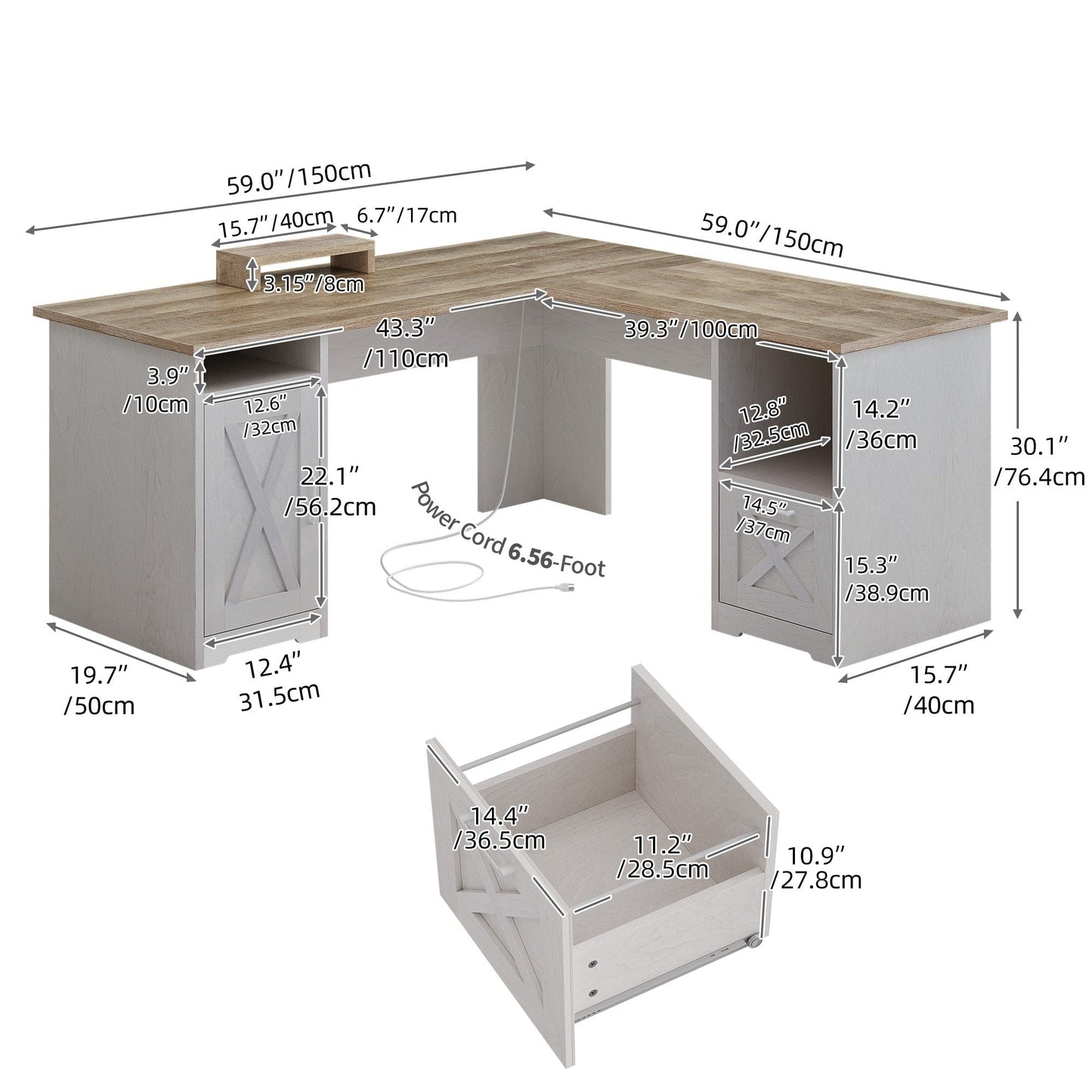 Moasis L Shaped Gaming Desk 59-Inch Computer Corner Desk with Monitor Stand