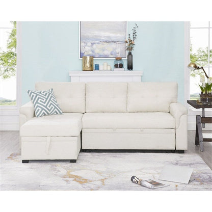 Convertible Reversible Sectional Sofa with Pull-Out Sleeper Bed, Hidden Storage Chaise, and Durable Legs