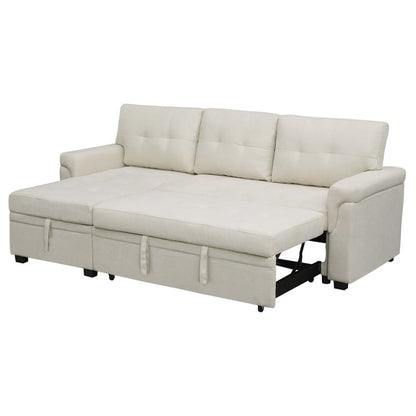 Convertible Reversible Sectional Sofa with Pull-Out Sleeper Bed, Hidden Storage Chaise, and Durable Legs