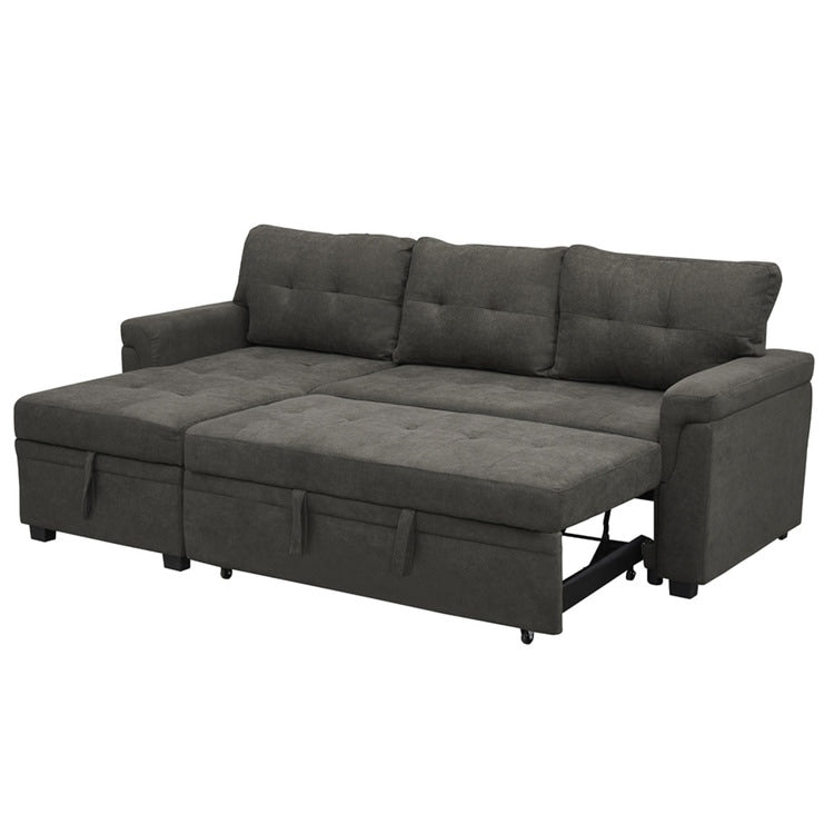 Convertible Reversible Sectional Sofa with Pull-Out Sleeper Bed, Hidden Storage Chaise, and Durable Legs