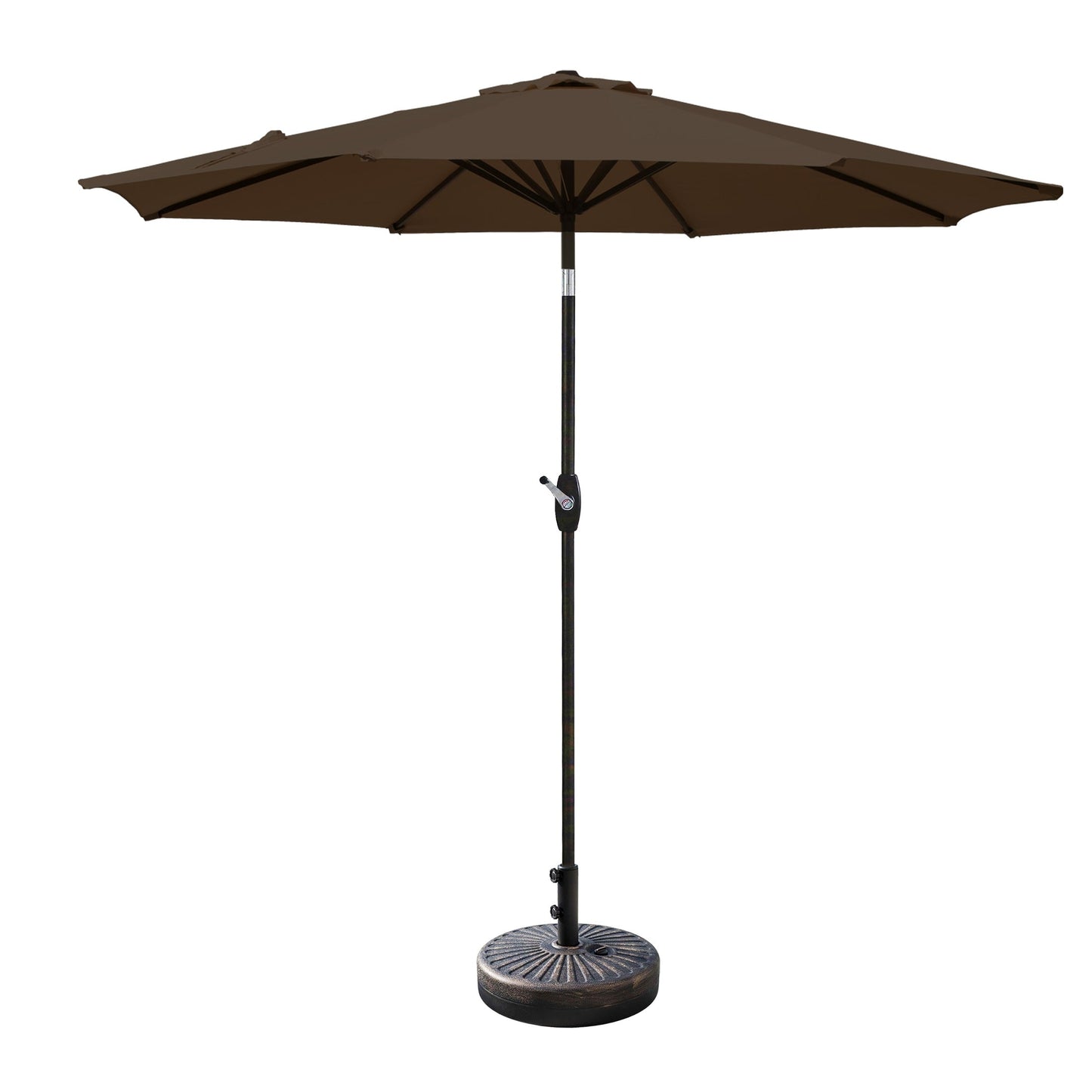 Lopes 9-foot Patio Umbrella with Bronze Finish Base Weight Stand Included