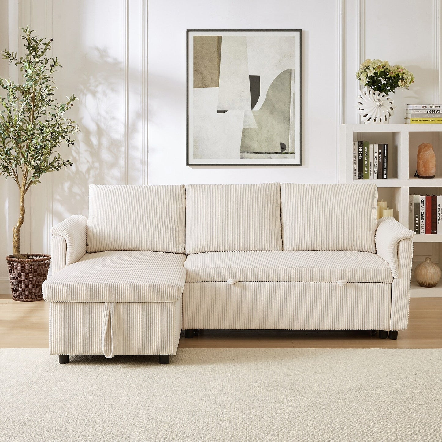 Loveseat Sofa with Chaise Lounge L-Shaped Modular Convertible Sofa with Storage Chaise