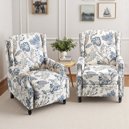 29'' W Vintage Floral Manual Push Back Recliner Chair Set of 2