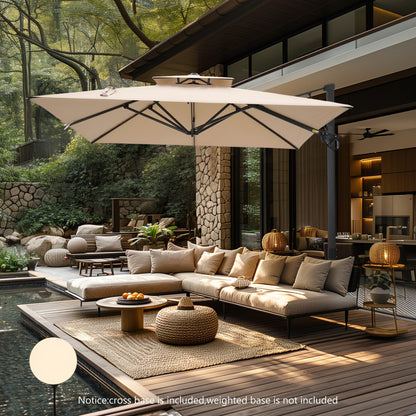 MAISON ARTS 12 FT Automatic Hydraulic Cantilever Umbrella Aluminum Pole 360 Degree Rotation