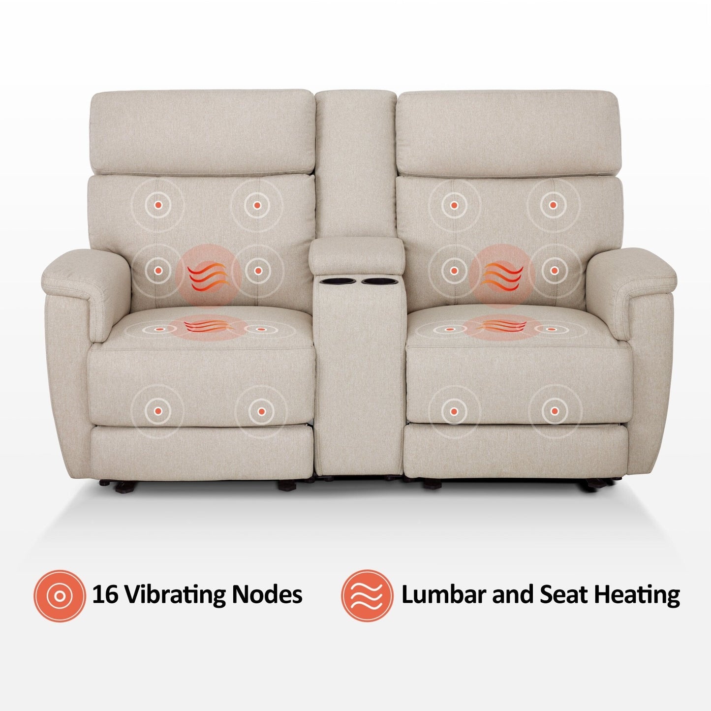 MCombo 60.2 Power Loveseat Recliner Sofa with Massage and Dual Heating, Adjustable Headrest, USB & Type C Port, Fabric