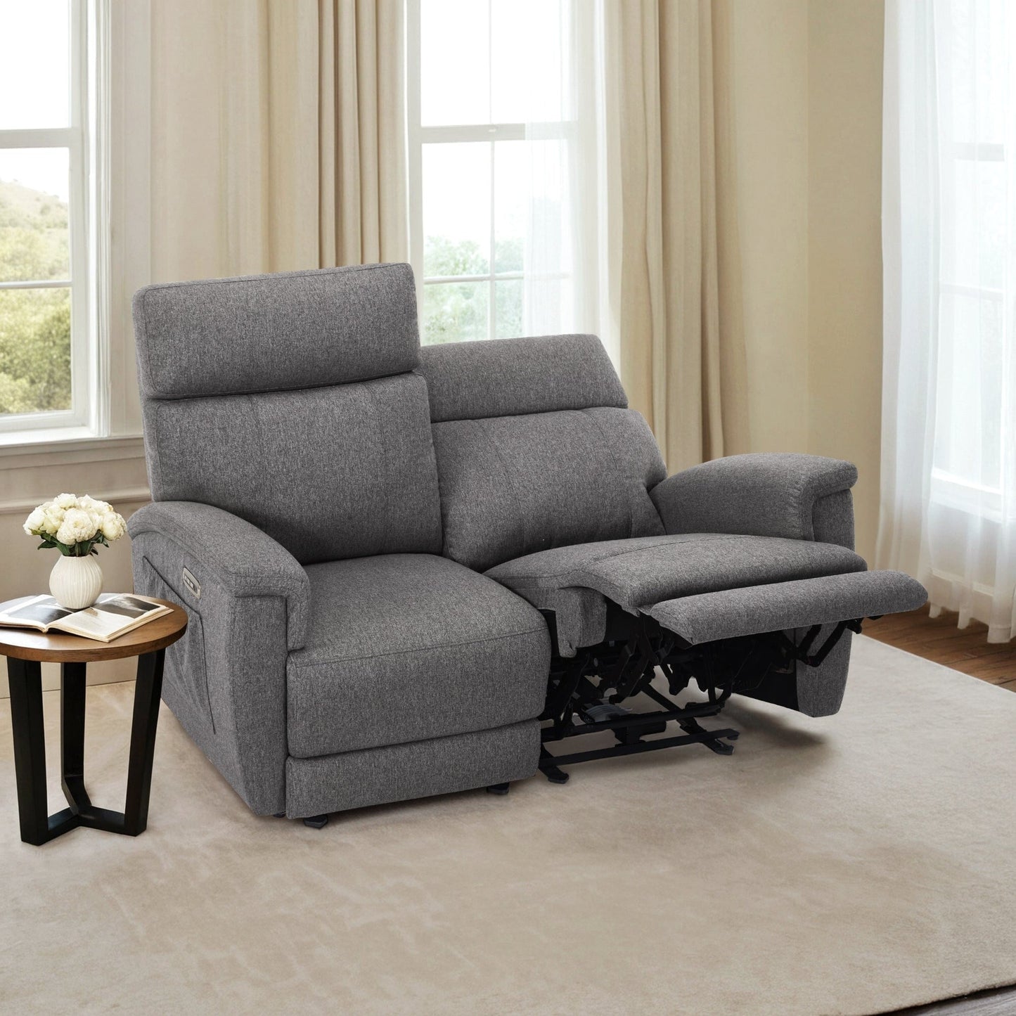 MCombo 60.2 Power Loveseat Recliner Sofa with Massage and Dual Heating, Adjustable Headrest, USB & Type C Port, Fabric