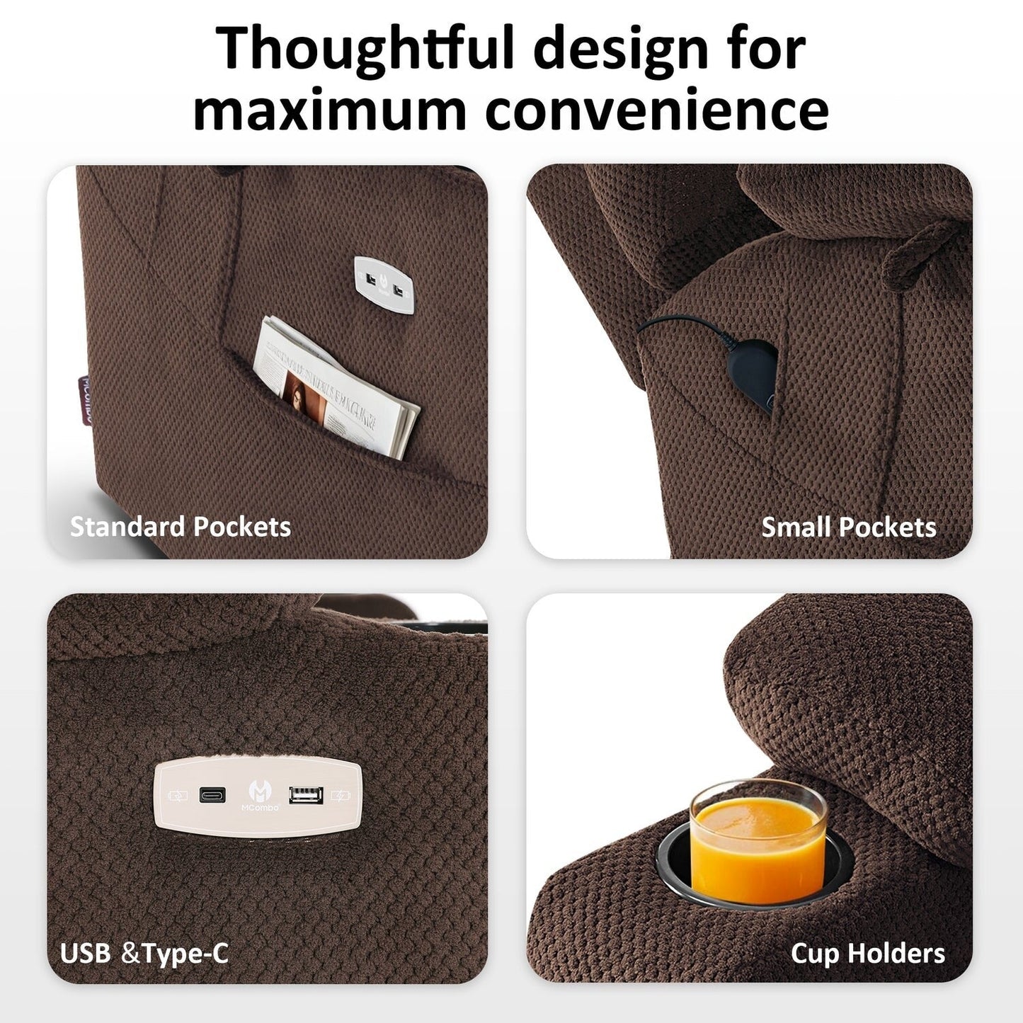 MCombo Large-Wide Dual Motor Power Lift Recliner with Massage and Dual Heating for Big and Tall Elderly, Fabric R7635