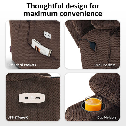 MCombo Large-Wide Dual Motor Power Lift Recliner with Massage and Dual Heating for Big and Tall Elderly, Fabric R7635