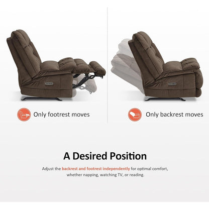 MCombo Oversized Dual Motor Armless Power Rocker Recliner Chair, Zeroarms Recliner Perfect for Living Room Fabric PR607