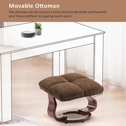 MCombo Set of 2 Swivel Recliner with Ottoman and Neck Pillow,Chenille Fabric