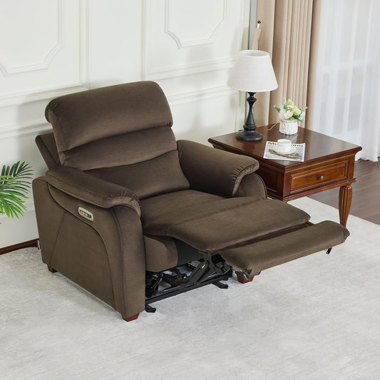 MCombo Zero Wall-Hugger Power Recliner Chair with Adjustable Headrest, Perfect for Small Spaces and RV, Fabric ST257
