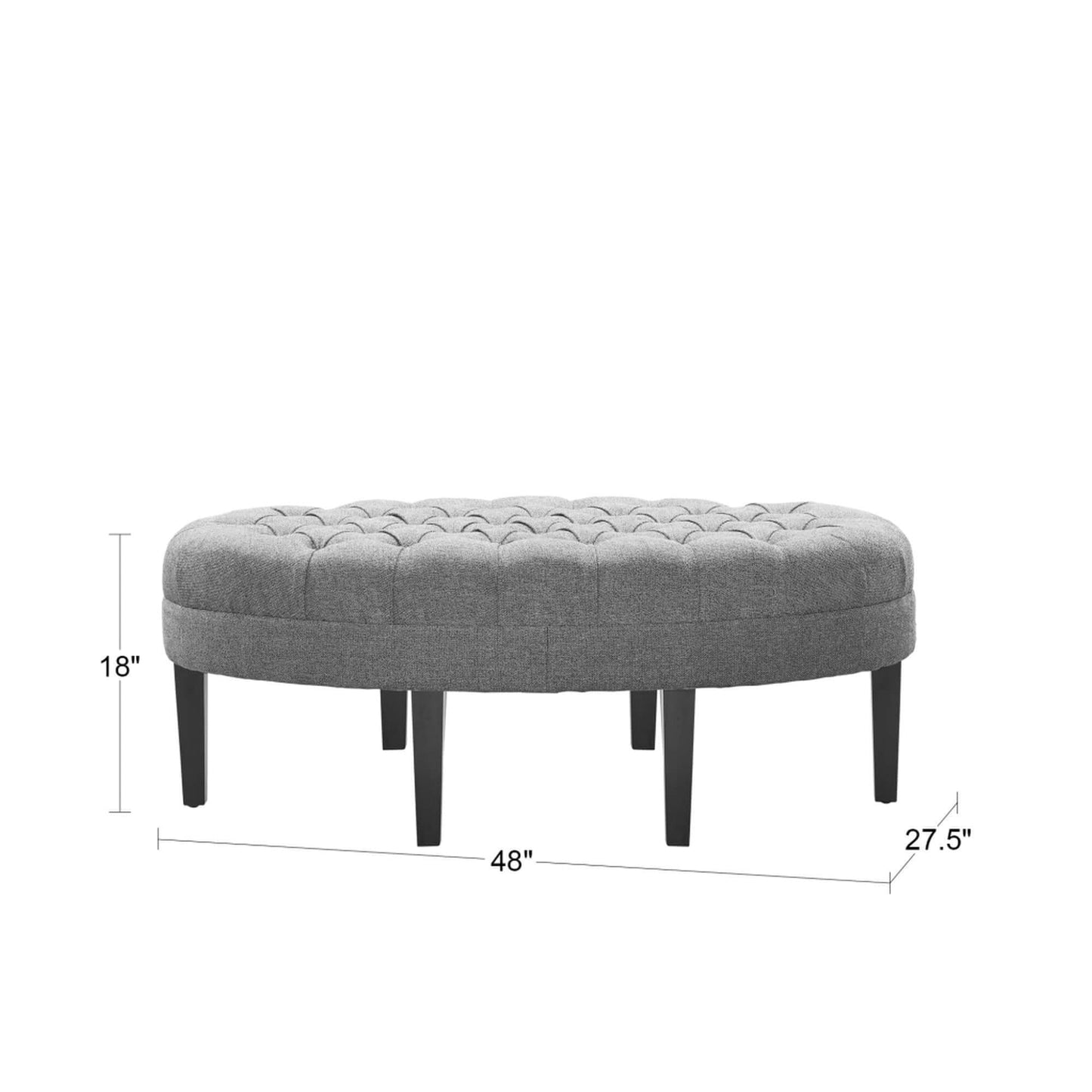 Madision Park Chase Surfboard Tufted Upholstered Ottoman with Solid Wood