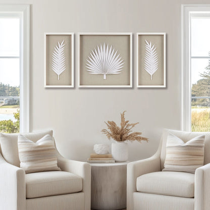 Madison Park Sabal Handmade Framed Rice Paper Palm Leaves 3-piece Shadowbox Wall Decor Set