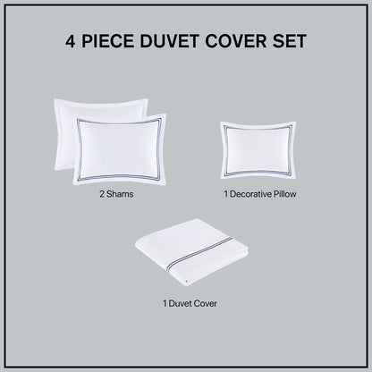 Madison Park Signature 500 Thread Count Luxury Collection 100% Cotton Sateen Embroidered Duvet Cover Set