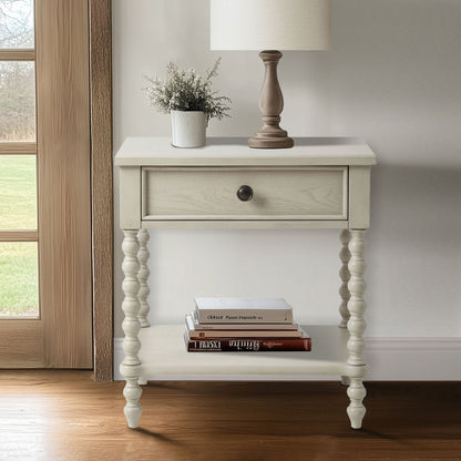 Madison Park Signature Beckett Turned Wood Spindle Nightstand with Drawer & Shelf