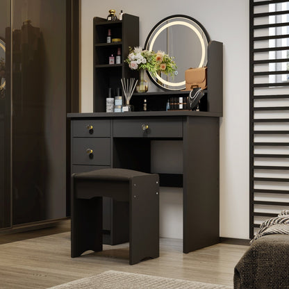 Makeup Vanity Dressing Table Set With Touch Screen Mirror & Stool