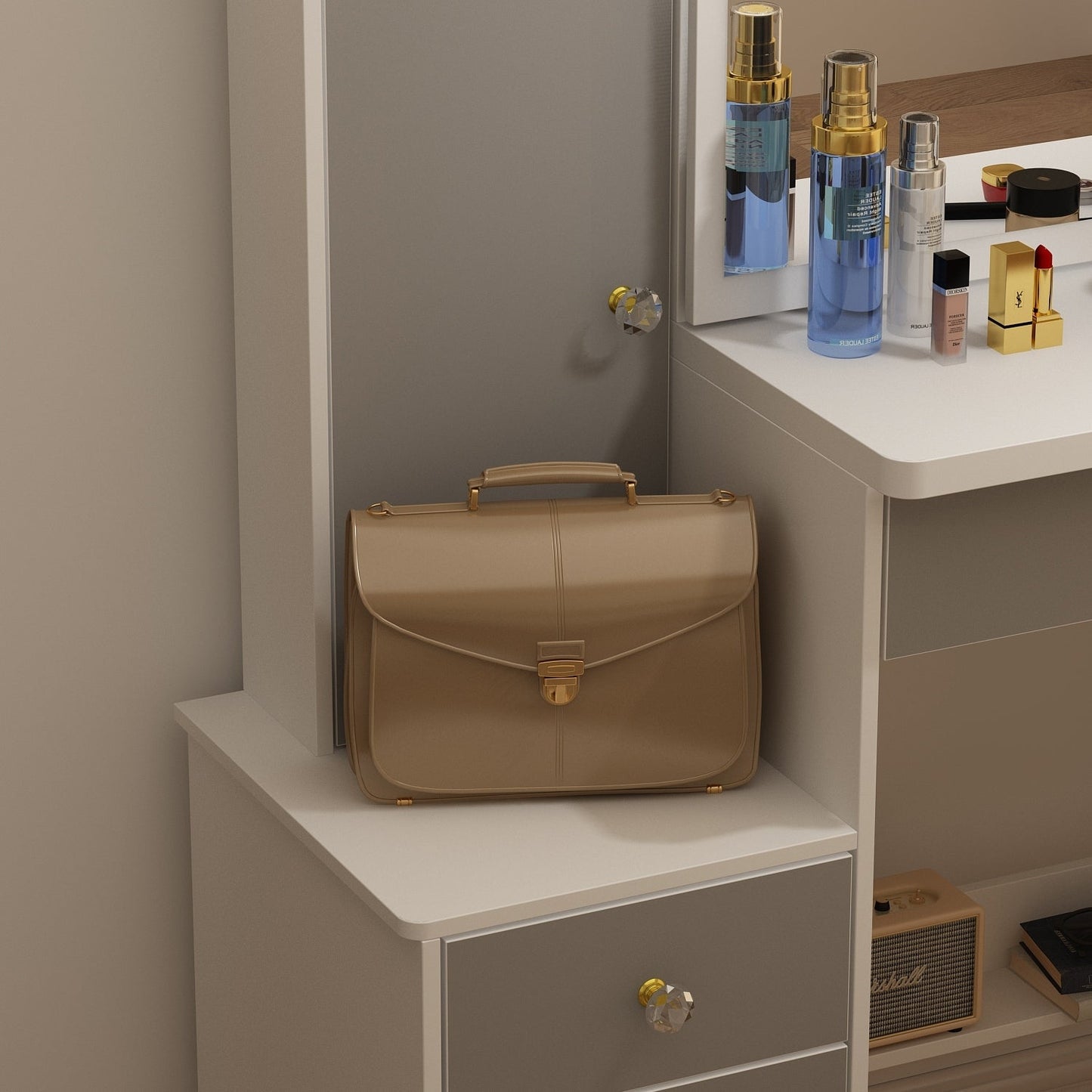 Makeup Vanity Set with Mirror and stool