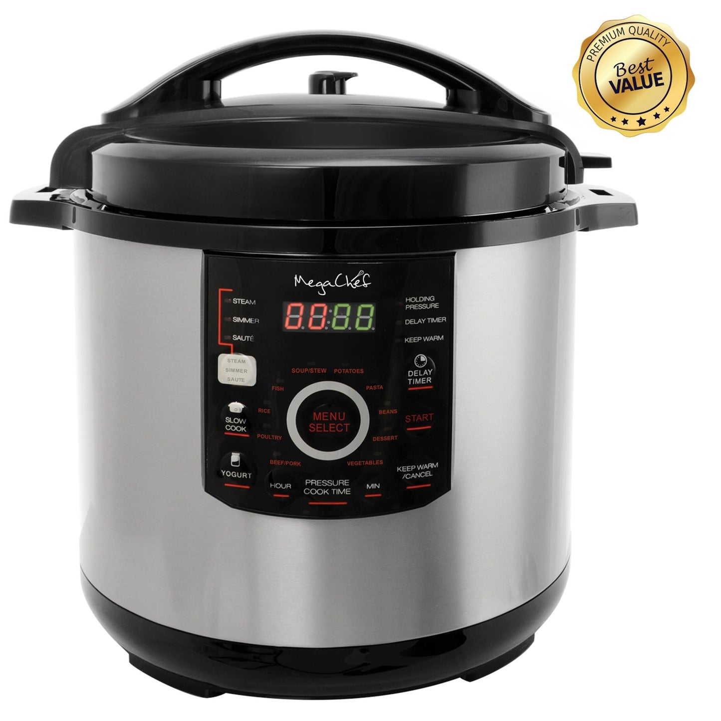 MegaChef Digital Pressure Cooker and Lid with 12 Quart Capacity