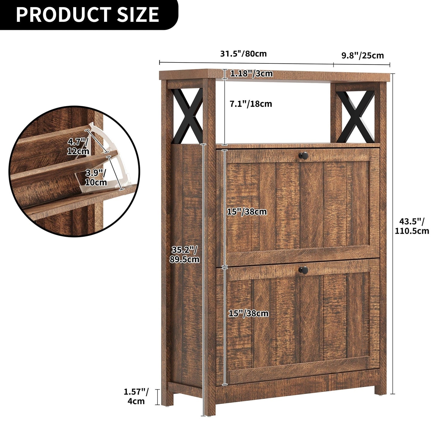 Moasis Shoe Storage Cabinet Organizer with 2 Compartments for Entryway Hallway