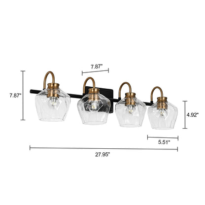 Modern 3/4-lights Bathroom Dimmable Vanity Lights Wall Sconces with Glass Shade