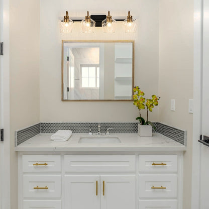 Modern 3/4-lights Bathroom Dimmable Vanity Lights Wall Sconces with Glass Shade