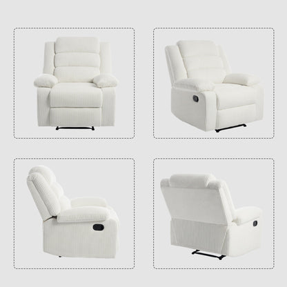 Modern Corduroy Manual Recliner Chair, Lounger Adjustable Recliners with Wide Armrest